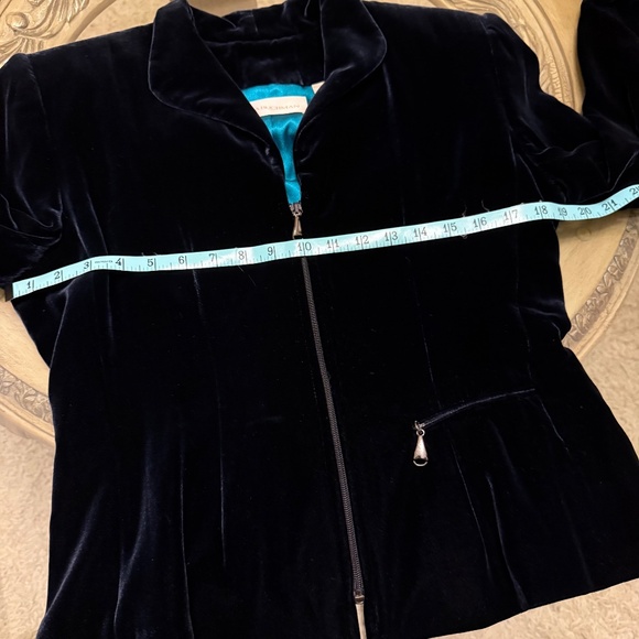 Dana Buchman Women Silk Blend Velvet Blazer Sz 6 Blue Full Zip Long Sleeve NWT - Picture 8 of 12